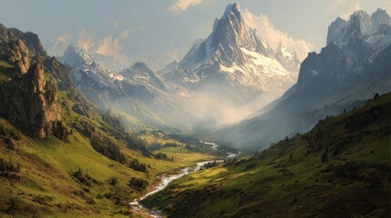 Fototapeta premium Mountain valley with river