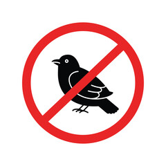 No birds allowed symbol vector illustration pest control warning sign animal ban icon