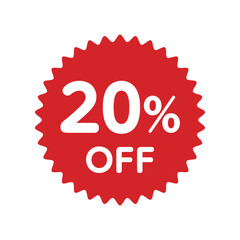 20%OFF アイコン。20% OFF icon. Discount icon.