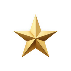 Obraz premium A single golden five pointed star with sharp points and subtle shading isolated on transparent background
