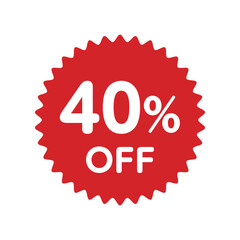 40%OFF アイコン。40% OFF icon. Discount icon.