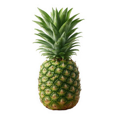Fototapeta premium A whole ripe pineapple with green spiky leaves on a transparent background isolated on transparent background
