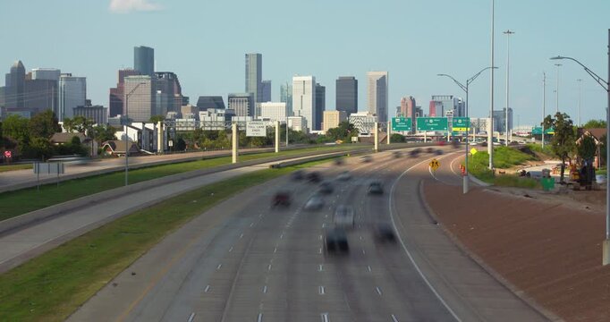Houston 288 Freeway Timelapse with Houston Skyline