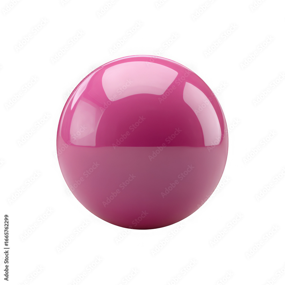 Poster a single glossy pink sphere with a subtle gradient reflecting light and shadows isolated on transpar