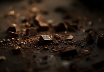 Dark Chocolate Pieces and Cocoa Powder