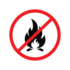 No open fire symbol prohibition sign danger warning vector illustration