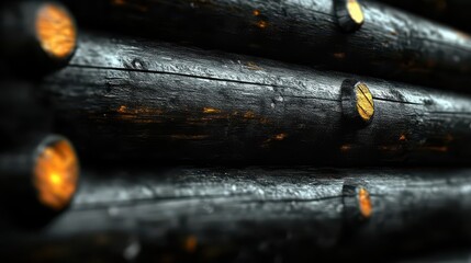 Dark Wood Texture: Logs, Grain, Closeup