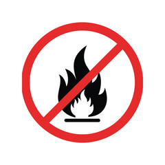 No open flame symbol vector illustration fire hazard warning sign prohibition icon