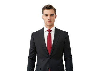 Professional businessman portrait in suit and tie stock photo for business use, man in formal wear, isolated on transparent background