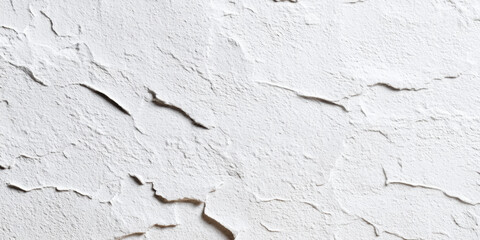 Obraz premium textured white wall showing cracks and uneven surfaces, creating a rustic and aged appearance.