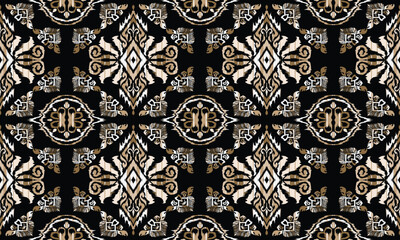 Ethnic ikat floral Ethnic Indian Pattern Ikat pattern Ethnic Pattern.Border Indian floral Aztec embroidery border seamless patterns.