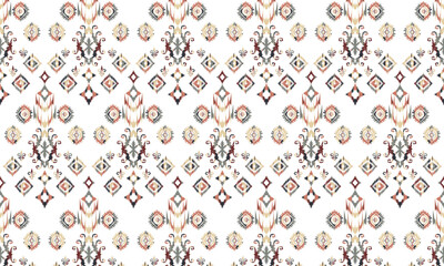 Ethnic ikat floral Ethnic Indian Pattern Ikat pattern Ethnic Pattern.Border Indian floral Aztec embroidery border seamless patterns.