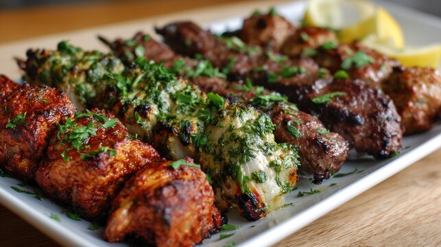 Grilled skewers of various meats