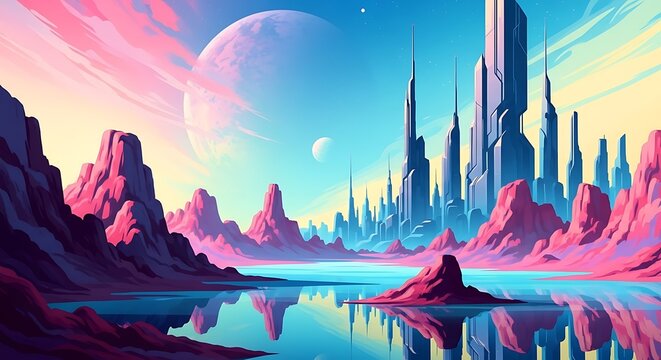 Alien Cityscape Reflection.