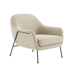 Fototapeta premium Isolated 3D Render of a Beige Modern Armchair with Black Metal Legs on Transparent Background