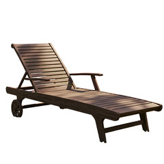 Isolated 3D Illustration of a Wooden Lounge Chair with Transparent Background