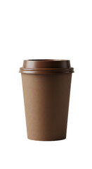 Isolated 3D Rendered Brown Coffee Cup With Lid On Transparent Background