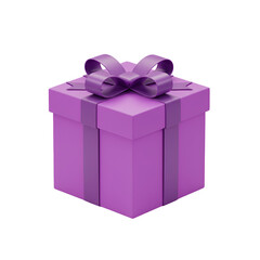 Obraz premium Isolated 3D Rendered Purple Gift Box With Ribbon Bow On Black Background