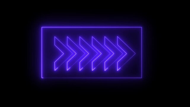 
neon arrow icon animation with black background