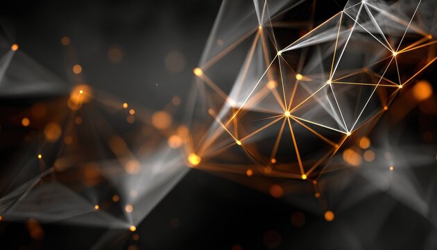 Abstract network of glowing lines and nodes on a dark background