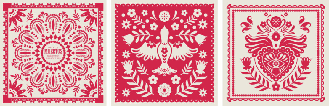 Dia Muertos Folk Pattern Set