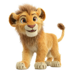 Obraz premium Cute lion cub standing, isolated on transparent background