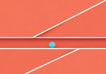 Abstract orange geometric design with blue orb and white lines creating depth and movement