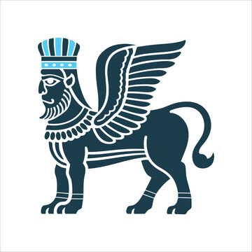 Stylized Mesopotamian Lamassu Winged Bull Illustration Mesopotamian Witchcraft Ancient Babylonian Sumerian A stylised lamassu winged bull