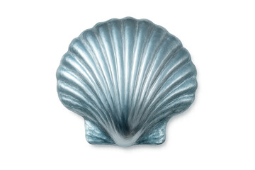 Studio shot of a silver metallic scallop seashell on a transparent background, perfect for design projects related to the ocean, beach, or marine life