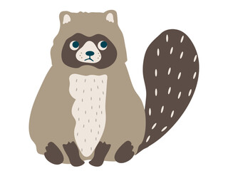 森のかわいいタヌキのイラスト素材