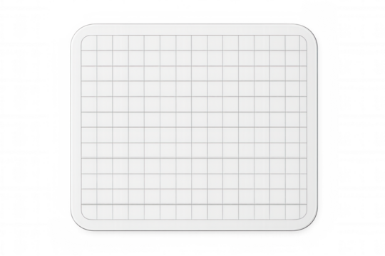 Squared paper sheet with rounded corners on transparent background, ideal for educational or business concepts