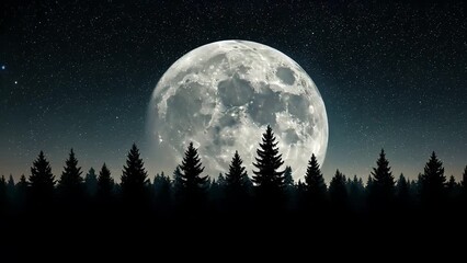 fantasy landscape of a giant glowing moon - Powered by Adobe