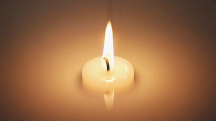  Candle flame flickering in dark with glowing aura illustration. Ai generated.