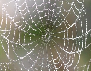 Naklejka premium Up Macro of Dew-Covered Spider Web with Radiating Pattern, Transparent Background