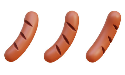 Cartoon style grilled sausage 3D Icon Graphic