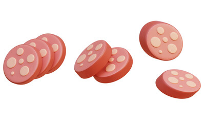 Cartoon style sausage cross section 3D Icon Graphic