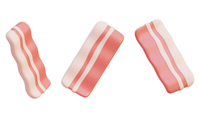 cartoon style bacon meat 3D Icon Graphic