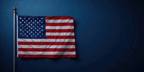 American Flag Waving Against a Deep Blue Background: A Patriotic Image