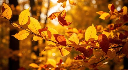 Obraz premium Vibrant colors of autumn with these stunning golden leaves