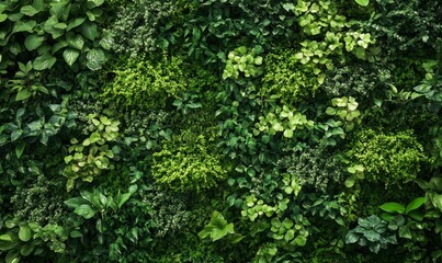 Obraz premium Eco-friendly office space with living green wall, highlighting employee wellness and environmental sustainability in the workplace, Generative AI