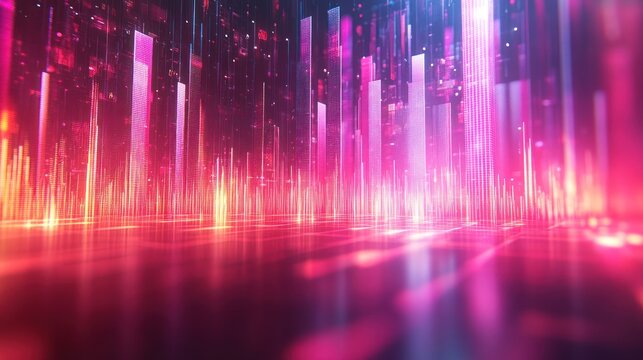 Electric Dreams: A Luminous Pink and Purple Digital Cityscape of Data and Light