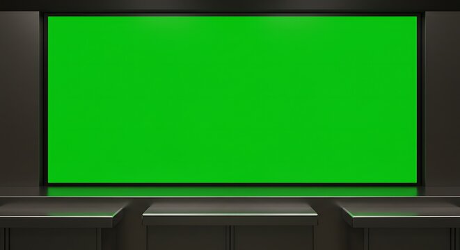 Green Screen Background for Broadcast or Presentation, Virtual Set Template, Chroma Key Ready - Powered by Adobe