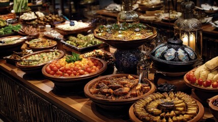 Buffet of assorted dishes