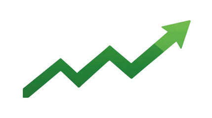 Obraz premium Green Arrow Upward Graph Stock Market Growth, Business Profit and Financial Success Concept isolated on transparent background Remove png, Clipping Path, pen tool