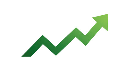 Green Arrow Upward Graph Stock Market Growth, Business Profit and Financial Success Concept isolated on transparent background Remove png, Clipping Path, pen tool