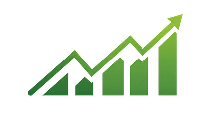 Green Arrow Upward Graph Stock Market Growth, Business Profit and Financial Success Concept isolated on transparent background Remove png, Clipping Path, pen tool