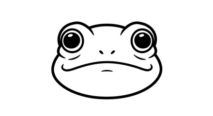 Simple Cartoon Frog Face with Large Eyes and Minimalist Design
