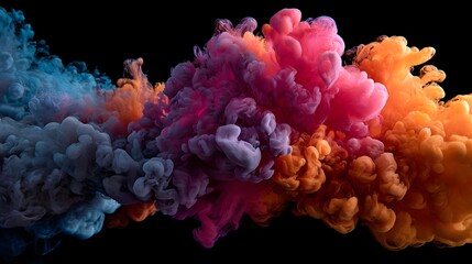 Obraz premium Colorful smoke swirling dynamically in the air, creating an abstract visual display against a black background