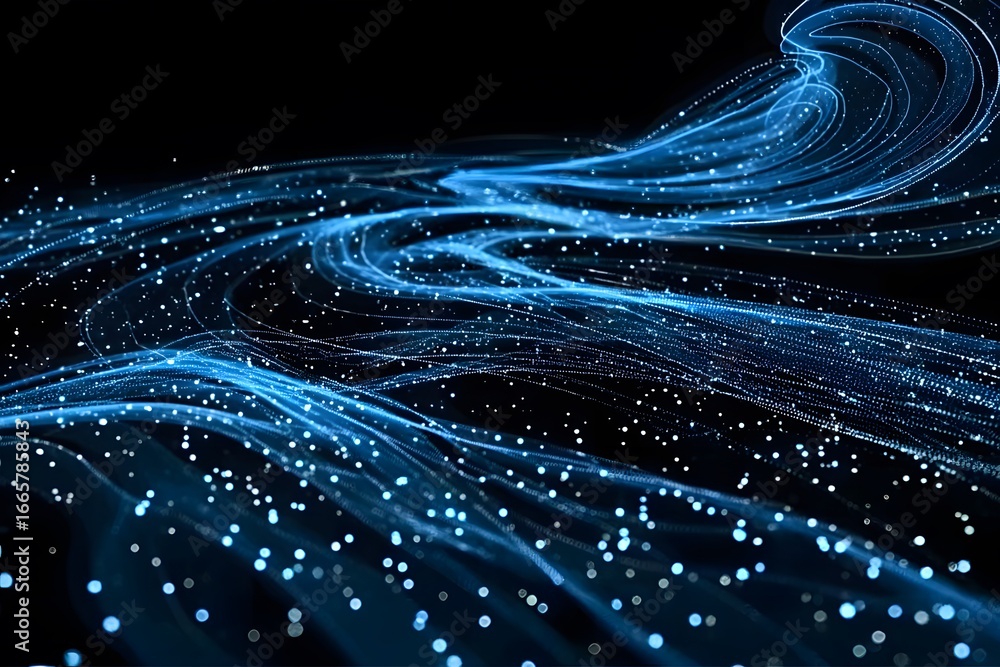 Poster abstract wave fractal realms background. wave background with white dots and black line. technology 