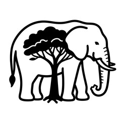 Elephant & Tree: Nature Harmony Symbol